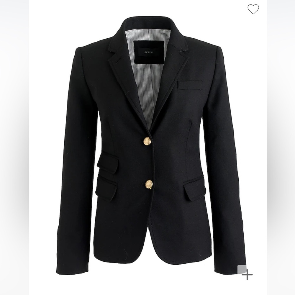 J. Crew Black Tailored Blazer with Gold-Tone Buttons